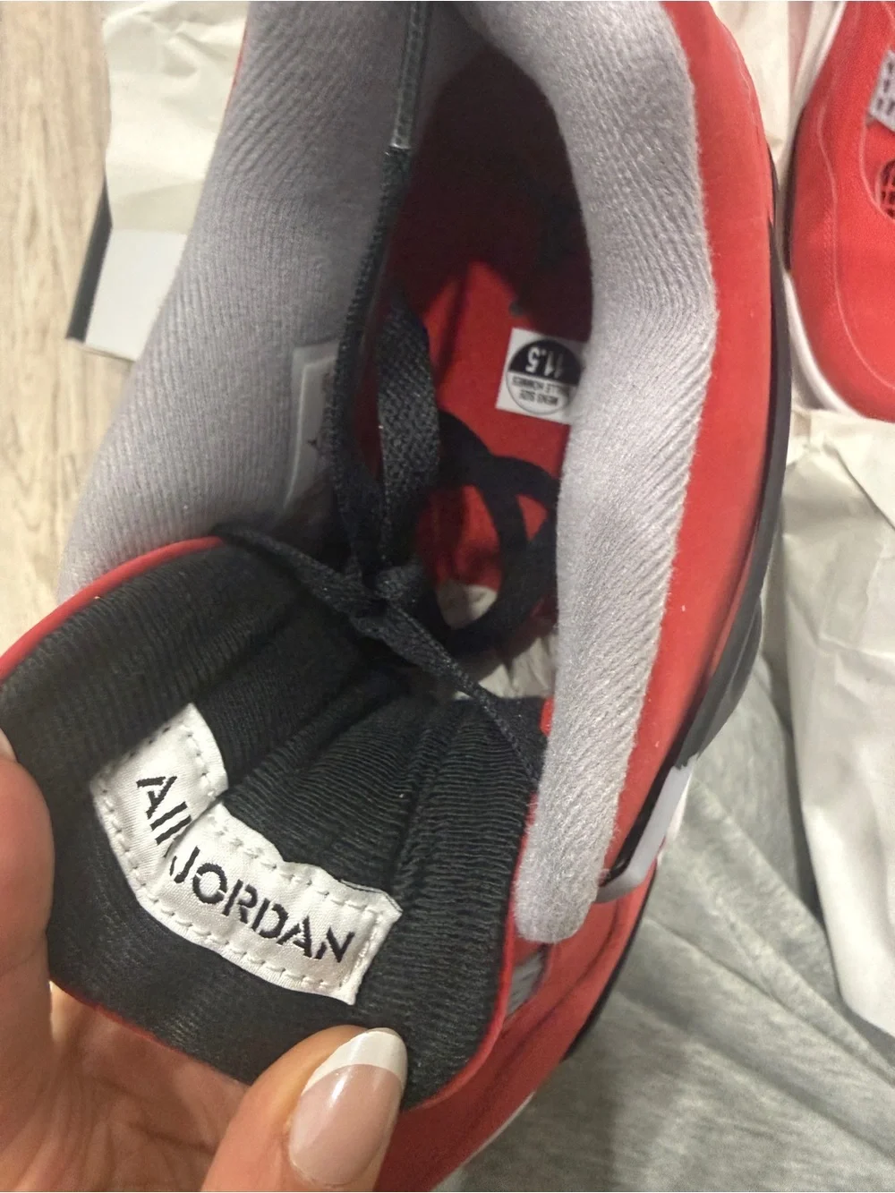 Nike Air Jordan 4 in Red, Black and Grey. Size 11.5